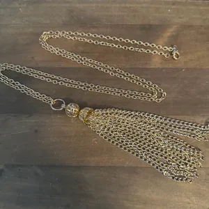 Gold tone tassel pendant necklace thumbnail 2
