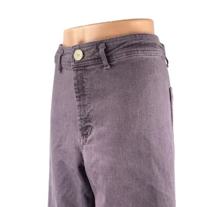 Zara The Marine Purple Raw Frayed Hem Flare Palazzo Wide Leg Denim Jeans Pants 6 thumbnail 2