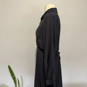 Navy Blue‎ Button Front Midi Shirt Dress – Size M Longe Sleeves thumbnail 4