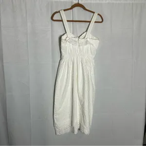 Madewell White Lace Trim Eyelet Midi Dress Sweetheart Neckline 100%‎ Cotton 2 thumbnail 2