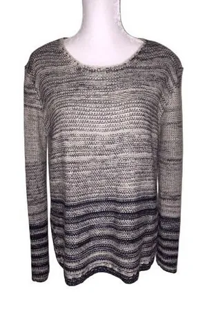 Paper Crane Urban Outfitters Grey Blue Striped Woven Long Sleeve Top Size Large thumbnail 1