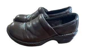 BOC dark brown leather‎ upper Peggy Clogs sz 8 thumbnail 1