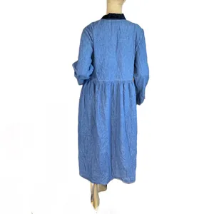 Vintage 1990'S You Babes Denim Cotton Baby Doll Dress W/ Velour Collar (18) thumbnail 5