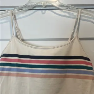 American Eagle Outfitters Cream Crop Cami with Multicolor Stripes size medium. thumbnail 2