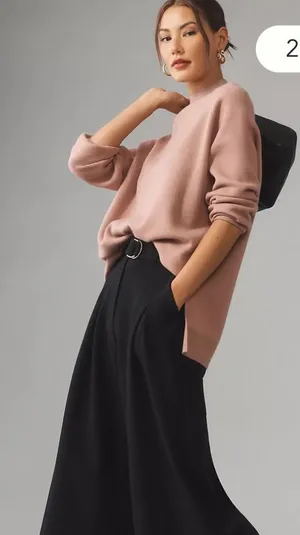 Maeve Crew Neck Side Slit Tunic‎ Sweater large oversized layered workwear staple thumbnail 1