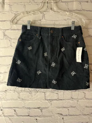 PacSun Black Embroidered Corduroy Mini Skirt 25 thumbnail 2