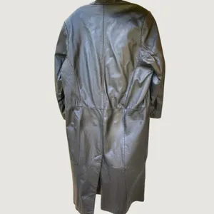 Vintage Gitano Black Leather Trench Coat Long Goth Matrix Women's M thumbnail 2