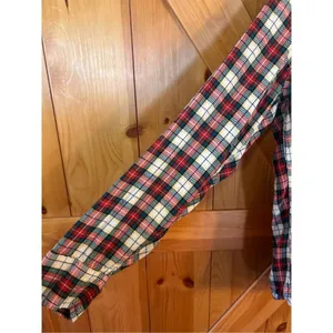 GAP Flannel Shirt Women's Large Green Red Plaid Long Sleeve Button Up (4036) thumbnail 2