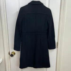 Marvin Richards women's‎ black wool peacoat full length trench long coat small thumbnail 6