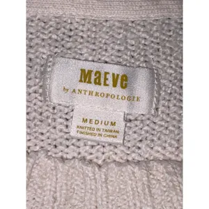 Maeve Anthropologie Cream Cotton Blend Puff Sleeve‎ Knit Cropped Sweater Medium thumbnail 3