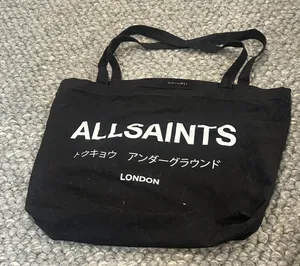 AllSaints London Black Canvas Tote Bag thumbnail 1