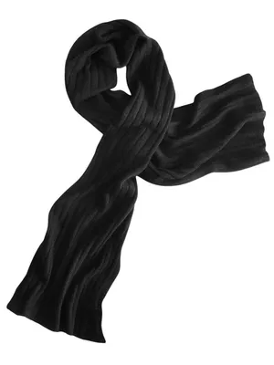 NWT Charter Club Ribbed Muffler Cashmere Scarf 100160263SF Classic Black thumbnail 1