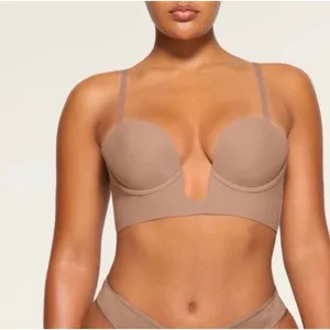 SKIMS Deep Plunge Shapewear Bra Size XS New Brown Tan thumbnail 7