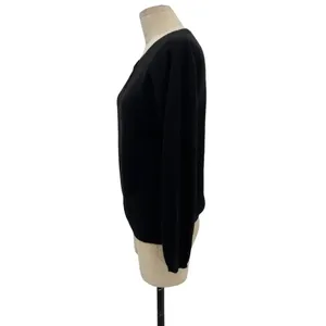Qi Cashmere Classic Long Sleeve Cardigan Sweater Black Size Small‎ thumbnail 4