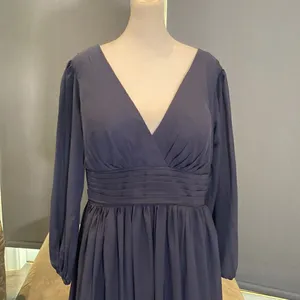 Women’s Blue Full Length V-Neck Corset Bridesmaid Dress Leg Split Size 14 thumbnail 3