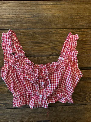 WeWoreWhat Red Gingham Ruffled Crop Top-Women thumbnail 4