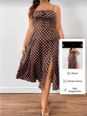 Brown and cream polka dot dress thumbnail 2