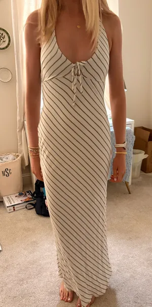 Striped Maxi Dress Tan Size XS thumbnail 1