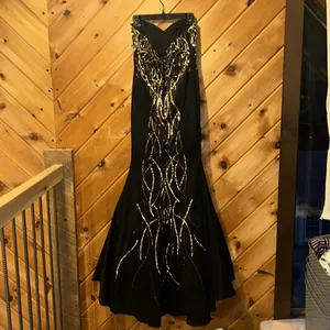 Jump Black beaded & sequins mermaid prom formal strapless gown thumbnail 6