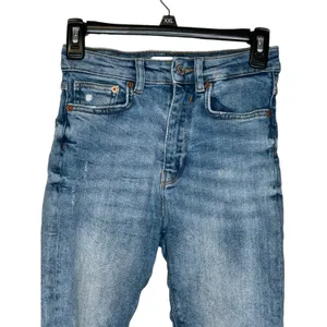 Zara Womens Jeans Mid-Rise Skinny Ankle Frayed Hem Stone Washed Denim‎ Blue 4 thumbnail 4