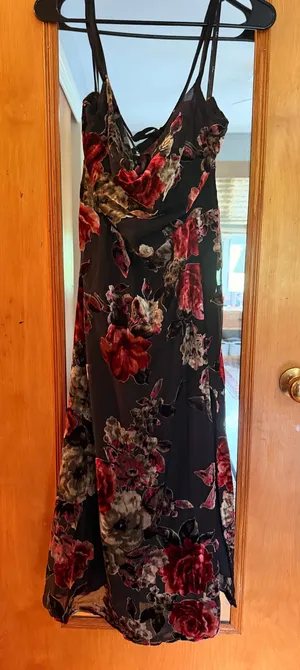 Lulus Velvet Midi Dress Floral thumbnail 1