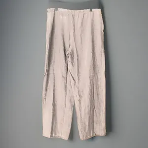 FLAX Pants M Fits L XL Linen Oatmeal Relaxed Lagenlook Coastal Grandma Capsule thumbnail 2