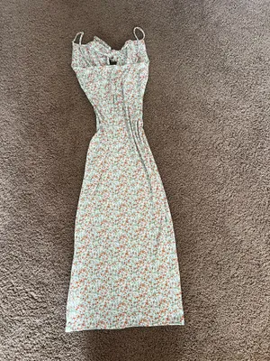 Floral Bodycon Dress Green Size M thumbnail 2