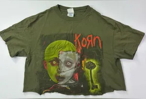 Korn band cropped t shirt size Medium Green thumbnail 1