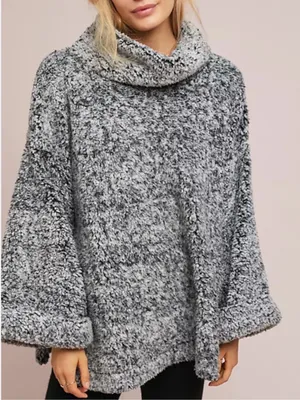 EUC Anthropologie Sunday In Brooklyn Sherpa Turtleneck Pullover Top Size Medium thumbnail 1
