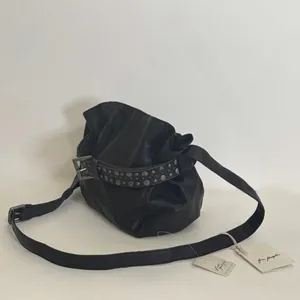 NWT!! FREE PEOPLE Black Leather Embellished Belt Bucket Bag Studded Studs Solid thumbnail 3