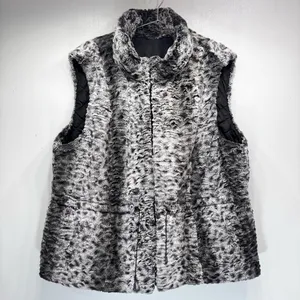 Reversible Vest Leopard Faux Fur Quilted Black with Fur Trim Vintage Y2K Mobwife thumbnail 3