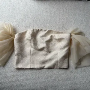 Anthropologie Sunday In Brooklyn Tulle Off The Shoulder Blouse Top Ivory Xl thumbnail 6