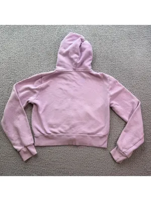 Brandy Melville Pink Cropped Full Zip Hoodie Cotton Blend Y2K Coquette One Size thumbnail 2
