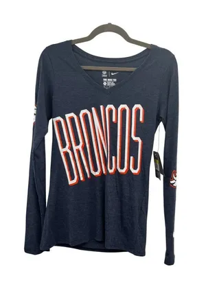 NEW Nike Denver Broncos Womens Long Sleeve Tee Small Navy NFL thumbnail 1