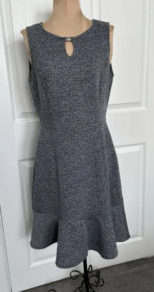 White House Black Market Sleeveless Round Neck Ruffle Hem Shift Black Size 4 thumbnail 1