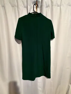 Zara Woman Green Choker V Neck Shift Mini Dress thumbnail 3
