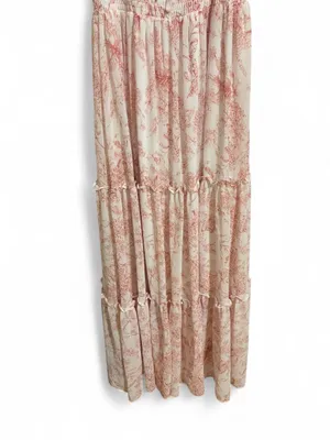 Baltic Born Cream and Peach Floral Tiered Maxi Dress Sz XL thumbnail 3