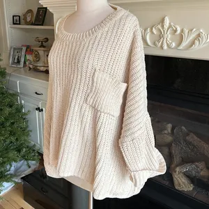 Chunky Knit Sweater Roomy Comfy Crochet Womens One Size thumbnail 10