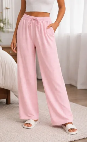 EDIKTED Pink & White Pinstripe Lounge Style Pants Drawstring Sz S EUC no pockets thumbnail 1