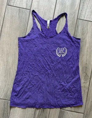 Next Level Apparel Delta sigma phi Purple Racerback Tank Greek goddess thumbnail 1