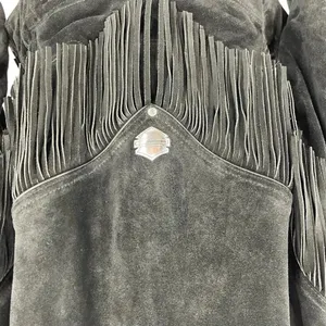 Harley-Davidson Black‎ Suede Fringe Moto Jacket Size Large thumbnail 6