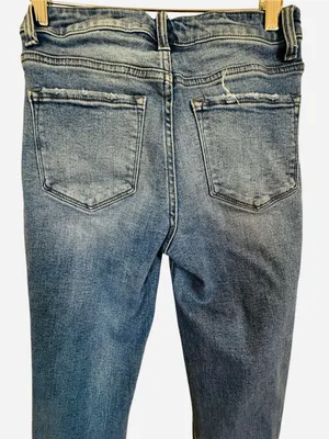Vervet High Rise Straight Jeans Distressed Knee Raw Hem Women’s Size 26 thumbnail 4