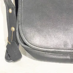 Vintage Coach‎ Black Leather Patricia Saddle Flap Crossbody Messenger Bag 9951 thumbnail 2