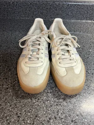 adidas Women's Cream Suede Sneakers with Iridescent Three Stripes thumbnail 2
