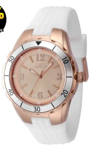 Invicta Rose Gold Dial Watch with White Strap thumbnail 1