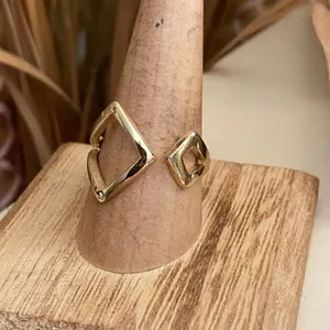 IP Gold Stainless Steel Art Deco Ring Size 8,10 Gold thumbnail 2