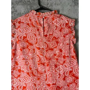 Boden Sleeveless Smocked Mini Dress Orange White Paisley Tie Waist Cottagecore 8 thumbnail 4