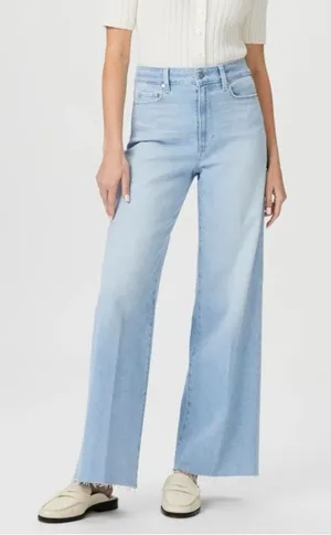 PAIGE Anessa High Rise Wide Leg Ankle Jean Light Wash Size 32 thumbnail 1