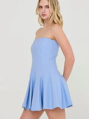 HYFVE Baby Blue Strapless Skort Dress with Built-In Shorts – Small thumbnail 2