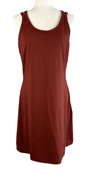 Title Nine Cirque De La Vie‎ Dress Built in Bra Size L Solid Fired Brick Red thumbnail 1